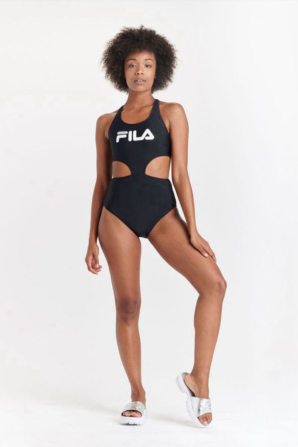 Roupa De Banho Fila Mulher Pretas/Branco/Luz Cinzentas - Fila Samanta Cut Out Swimsuit Portugal Lisb